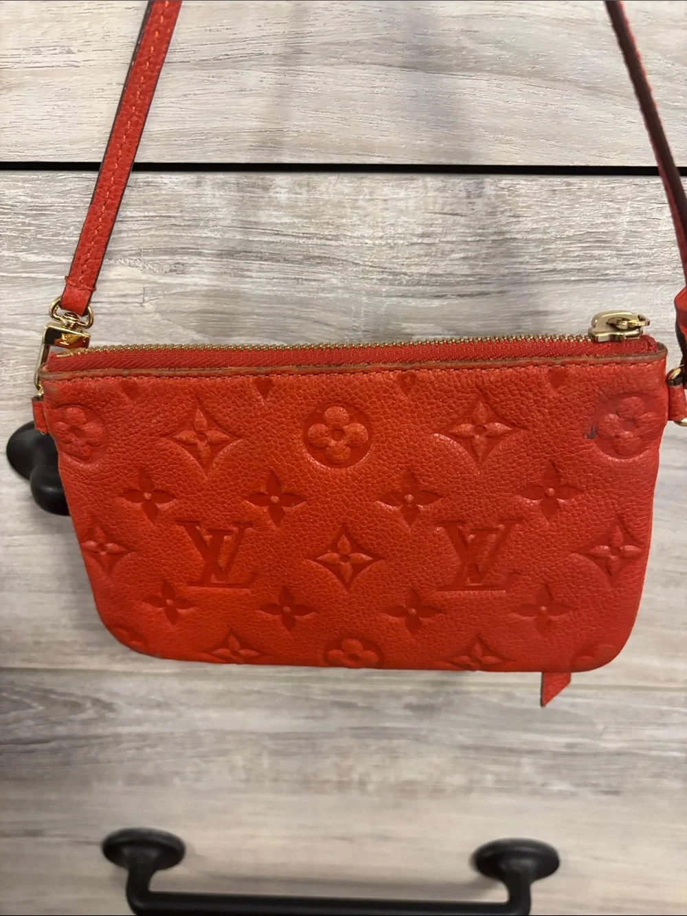 Louis Vuitton Red Emprante leather mini pochette